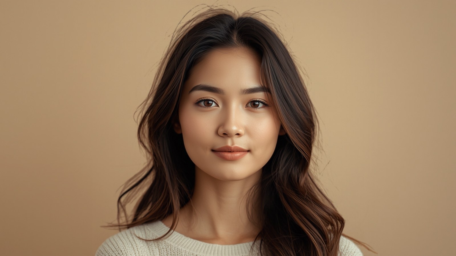 Asian woman with long, soft wavy hair